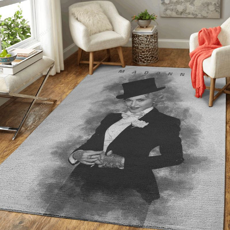 Madonna Music Monochrome Art Teppich, Teppiche - Outdoor Teppich, Teppich Wohnzimmer, Küchenteppich, Kinderzimmer, Modern