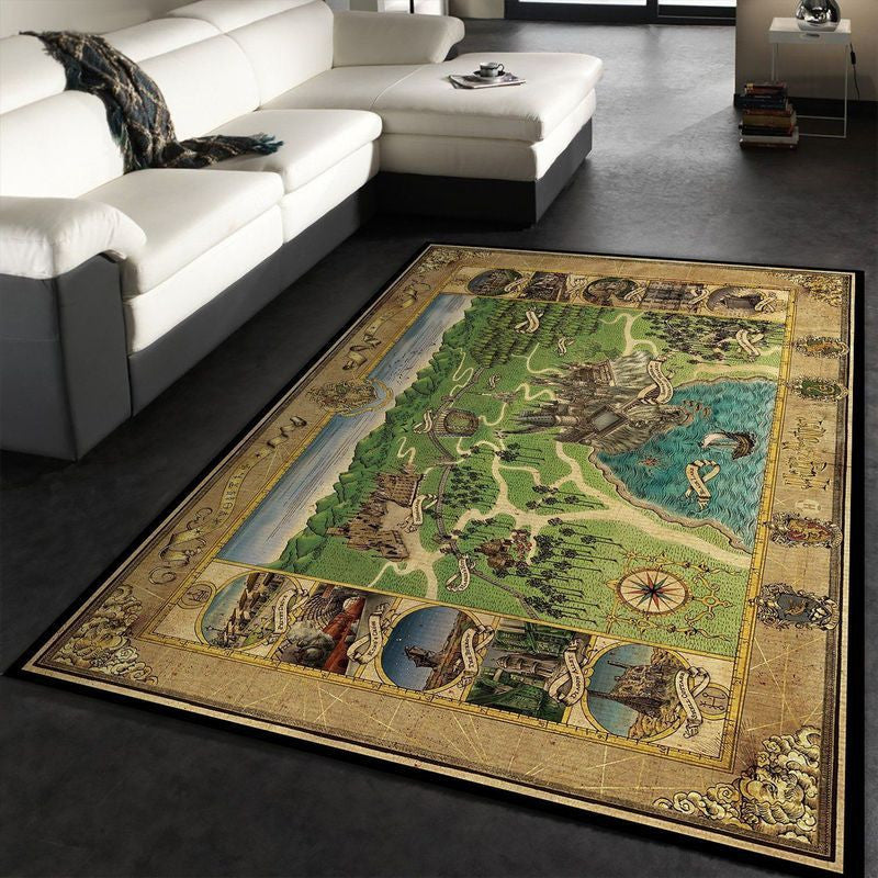 Harry Potter Hogwart Map Teppich, Teppiche - Outdoor Teppich, Teppich Wohnzimmer, Küchenteppich, Kinderzimmer, Modern