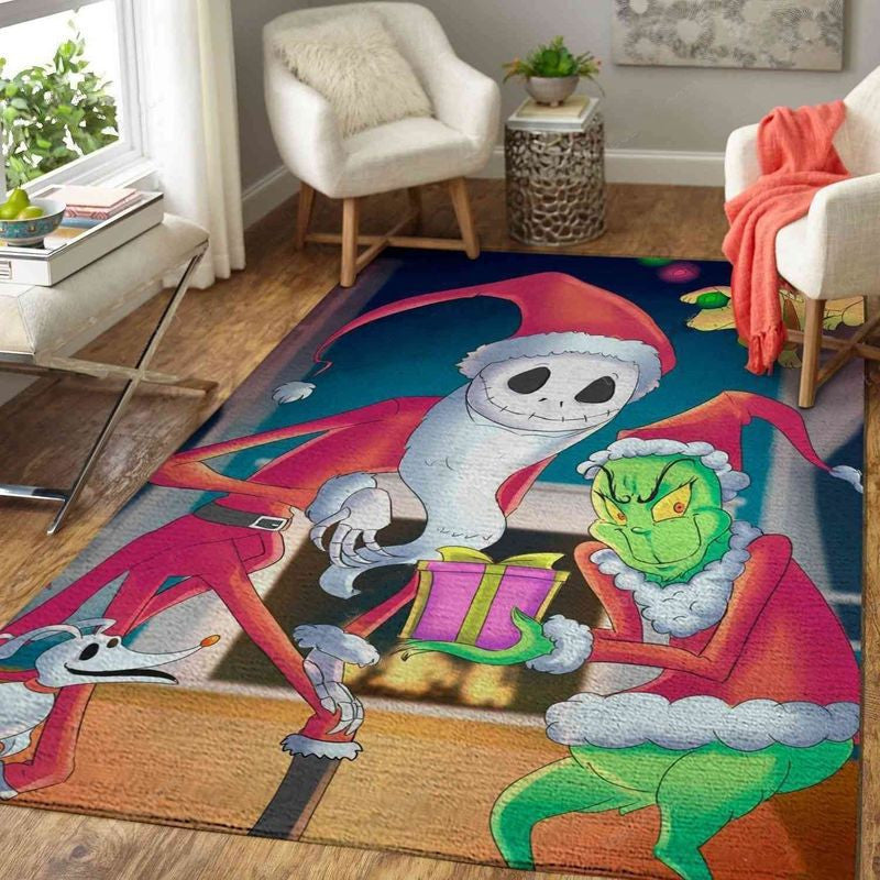 Jack Skellington The Nightmare Before Christmas And Grinch 4 Teppich, Teppiche - Outdoor Teppich, Teppich Wohnzimmer, Küchenteppich, Kinderzimmer, Modern