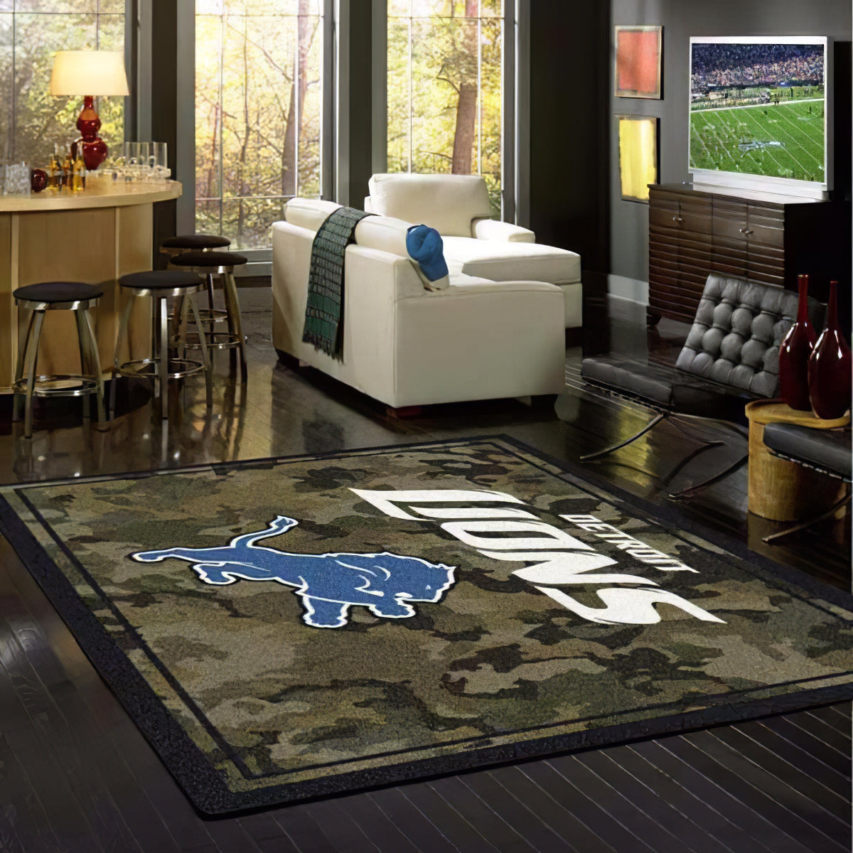 Detroit Lions Camo Teppich, Teppiche - Outdoor Teppich, Teppich Wohnzimmer, Küchenteppich, Kinderzimmer, Modern