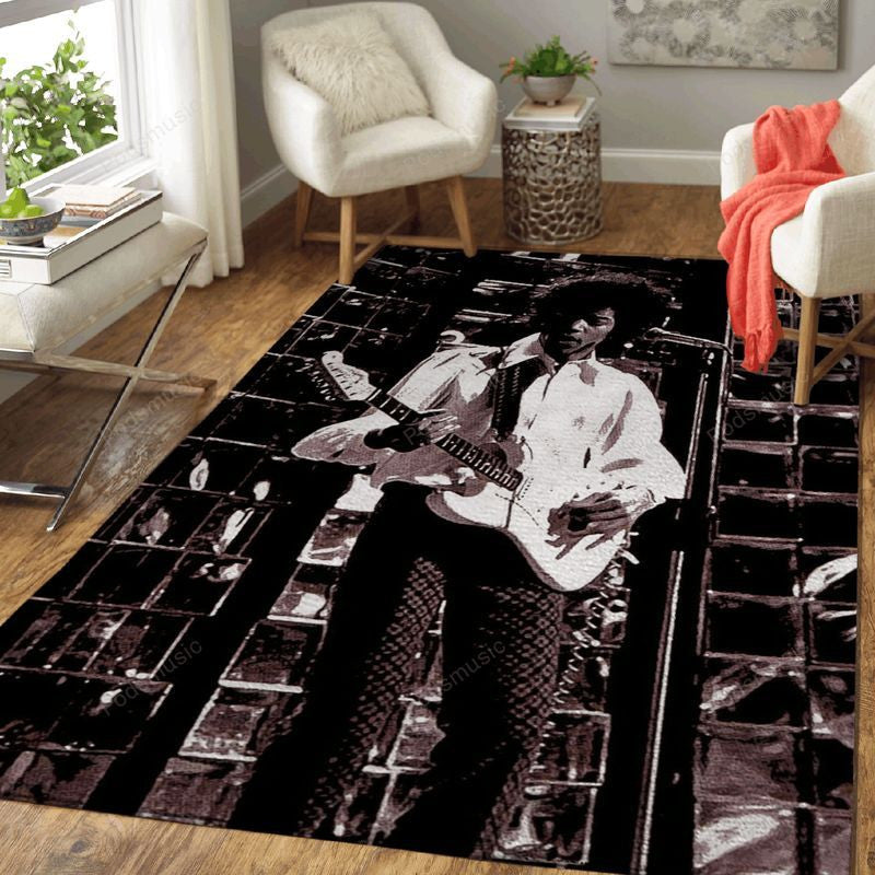 Jimi Hendrix On Stage Music Legend Art Teppich, Teppiche - Outdoor Teppich, Teppich Wohnzimmer, Küchenteppich, Kinderzimmer, Modern