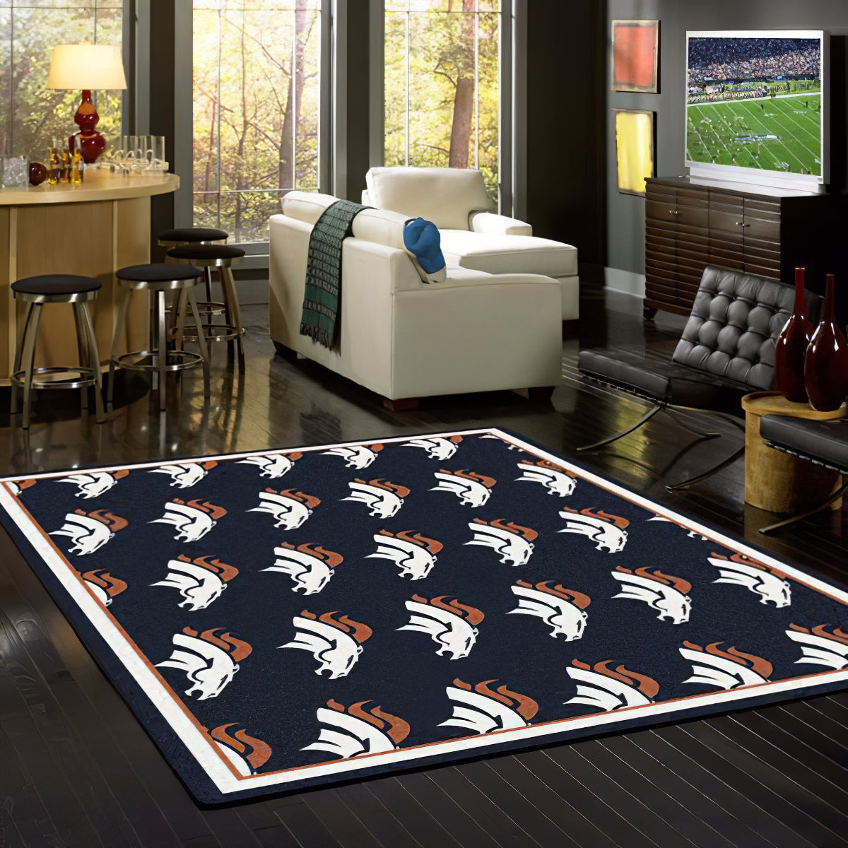 Denver Broncos Wiederholen Teppich, Teppiche - Outdoor Teppich, Teppich Wohnzimmer, Küchenteppich, Kinderzimmer, Modern