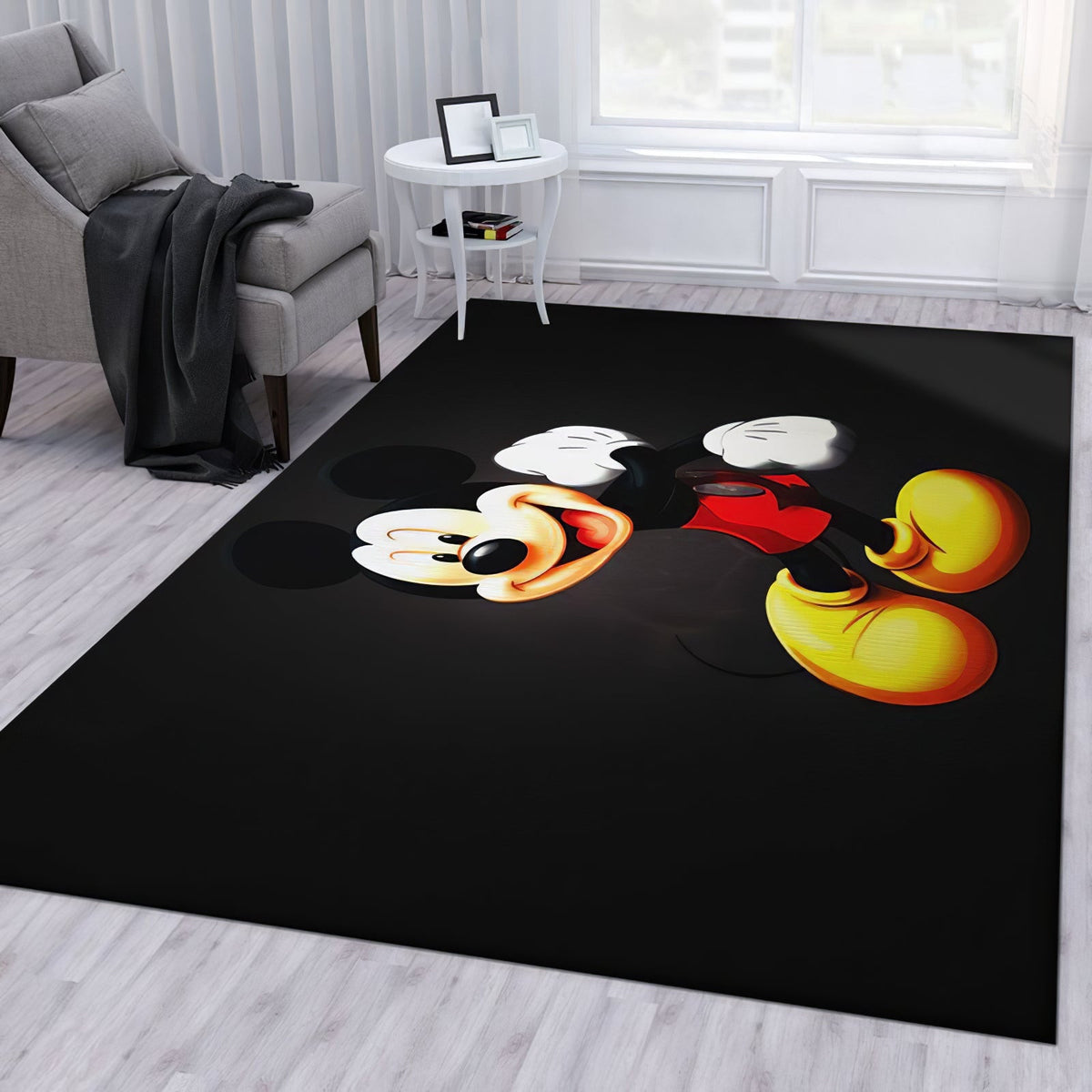 Illustration Mickey Mouse Children Yellow Cartoon Teppich, Teppiche - Outdoor Teppich, Teppich Wohnzimmer, Küchenteppich, Kinderzimmer, Modern