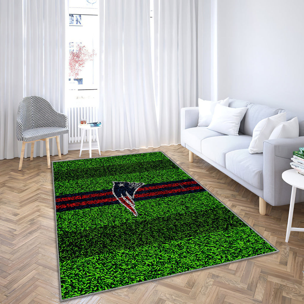 New England Patriots Teppich, Teppiche – Logo-Gras-Textur Outdoor-Teppich, Wohnzimmerteppich, Küchenteppich, Kinderzimmer, Modern