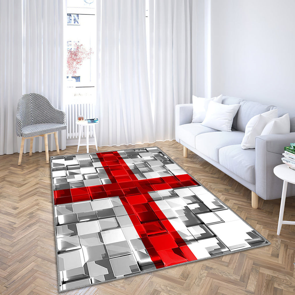 Flagge von England 3D-Flaggen-Teppich, Teppiche – 3D-Würfel-Textur Outdoor-Teppich, Wohnzimmerteppich, Küchenteppich, Kinderzimmer, modern