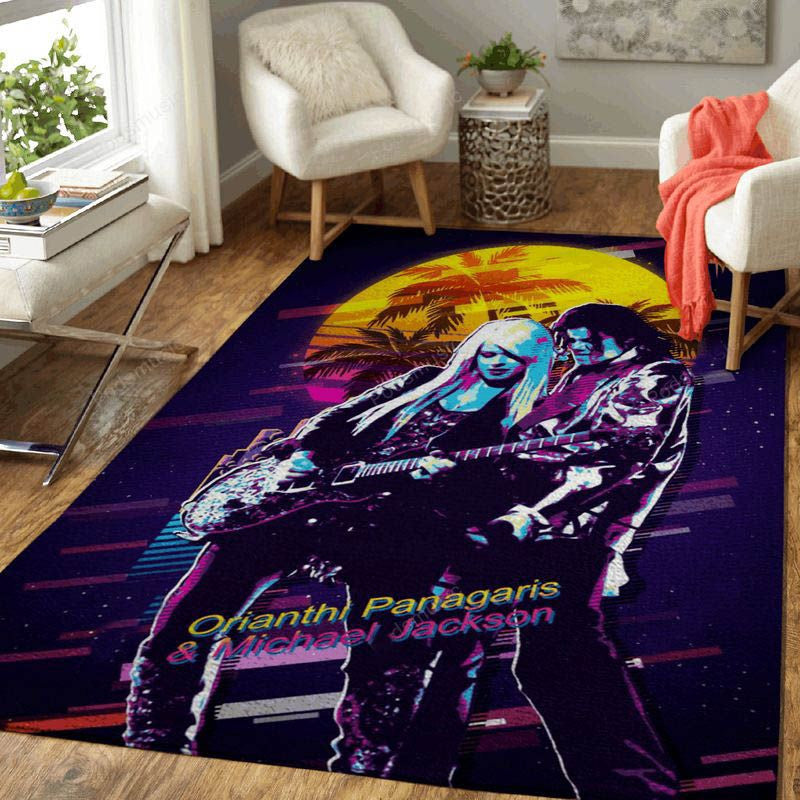 Orianthi Panagaris With Mj Artwork Music Synthwave 80S Art Teppich, Teppiche - Outdoor Teppich, Teppich Wohnzimmer, Küchenteppich, Kinderzimmer, Modern