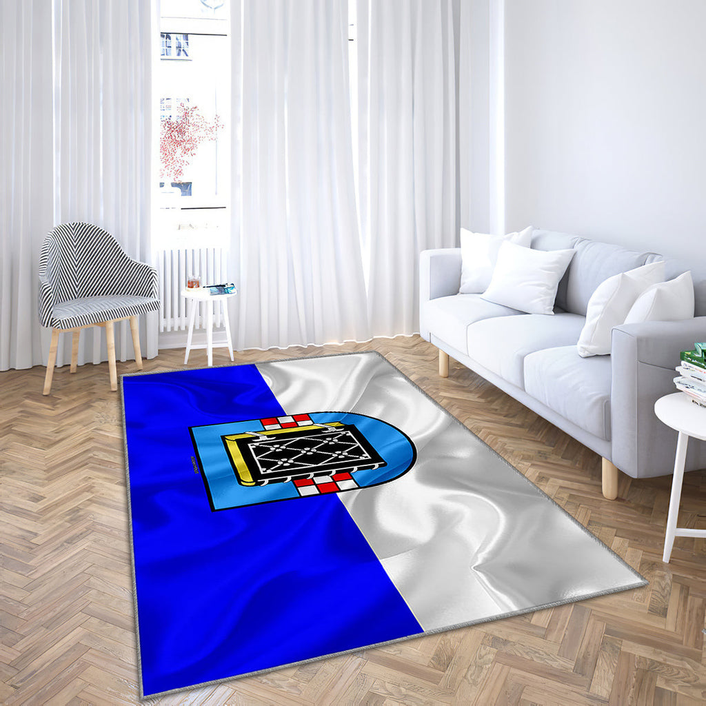 Bochum-Flagge Seidentextur Teppich, Teppiche – Weiß-blauer Seidenfahnen-Outdoor-Teppich, Wohnzimmerteppich, Küchenteppich, Kinderzimmer, modern