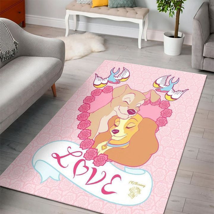 Lady And The Tramp Disney 15 Teppich, Teppiche - Outdoor Teppich, Teppich Wohnzimmer, Küchenteppich, Kinderzimmer, Modern
