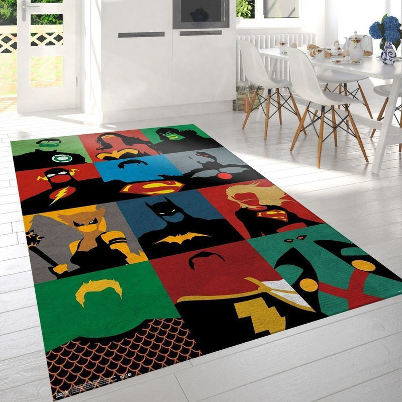 Dc Comics Justice League Minimalist Teppich, Teppiche - Outdoor Teppich, Teppich Wohnzimmer, Küchenteppich, Kinderzimmer, Modern