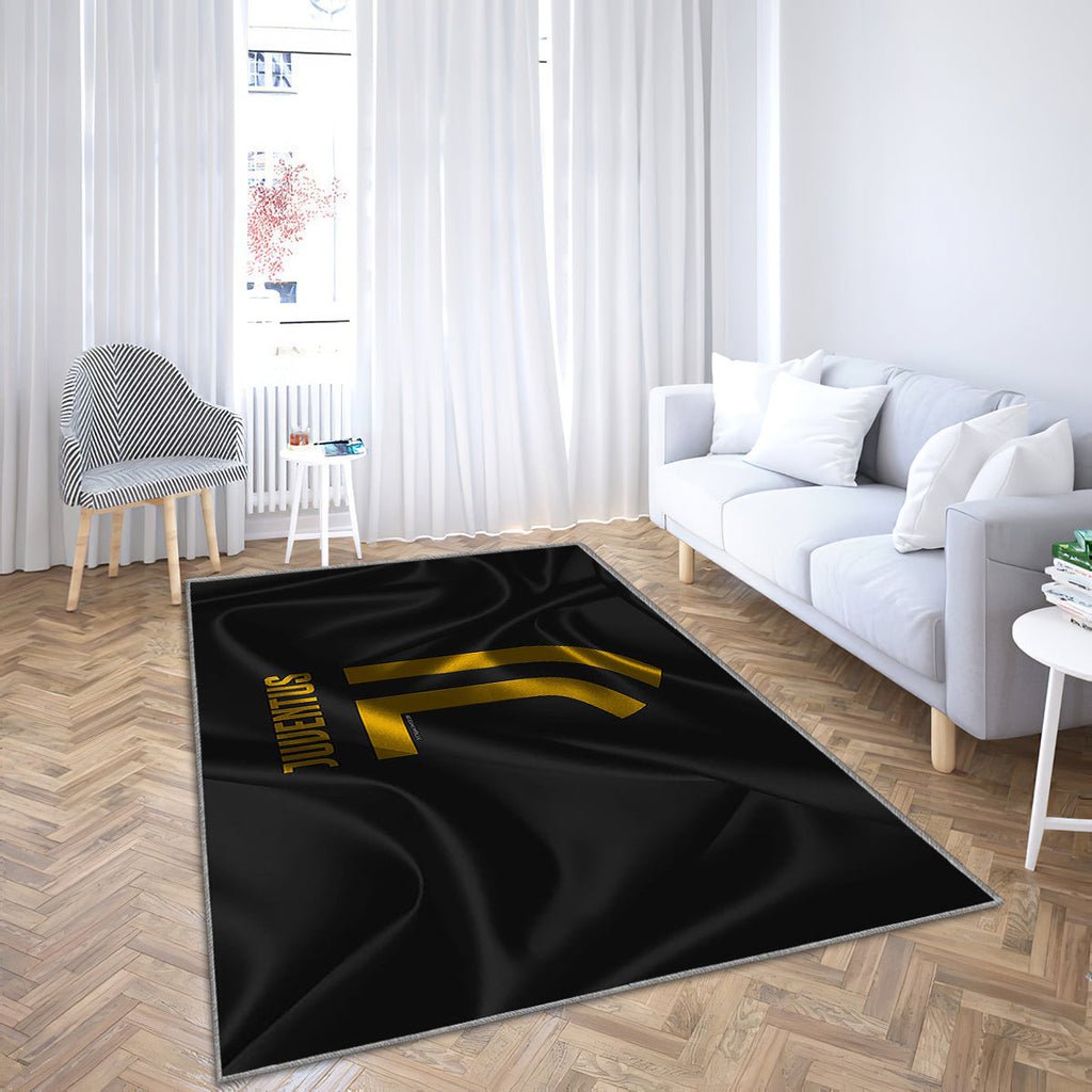 Juventus FC Teppich, Teppiche - Schwarze Seide Outdoor-Teppich, Wohnzimmerteppich, Küchenteppich, Kinderzimmer, modern