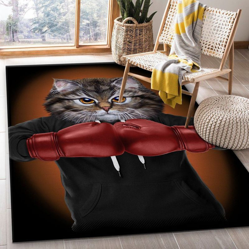 Boxer Cat Boxing Champion Vi Teppich, Teppiche - Outdoor Teppich, Teppich Wohnzimmer, Küchenteppich, Kinderzimmer, Modern