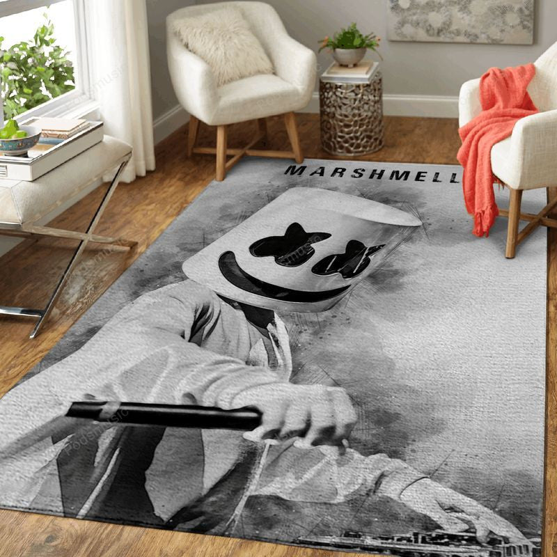 Marshmello Music Monochrome Art Teppich, Teppiche - Outdoor Teppich, Teppich Wohnzimmer, Küchenteppich, Kinderzimmer, Modern