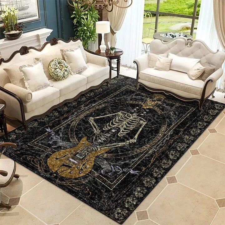 Gitarre Skelett Teppich, Teppiche - Outdoor Teppich, Teppich Wohnzimmer, Küchenteppich, Kinderzimmer, Modern