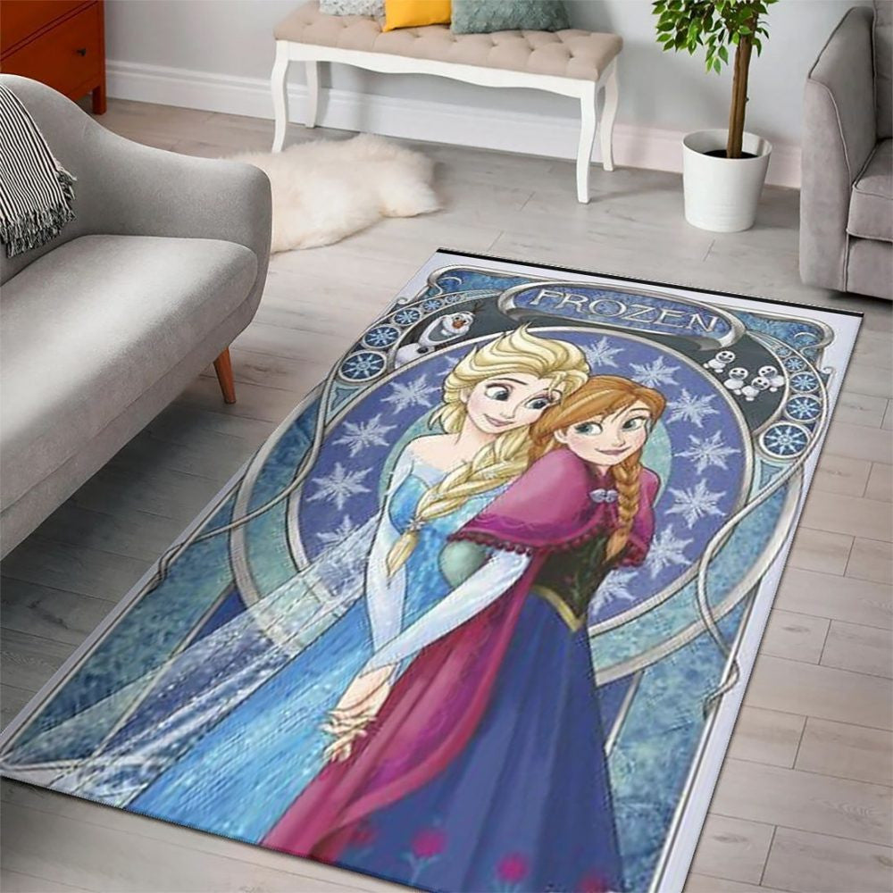 Elsa Frozen And Anna Disney Princess Characters Disney Movies 1 Teppich, Teppiche - Outdoor Teppich, Teppich Wohnzimmer, Küchenteppich, Kinderzimmer, Modern