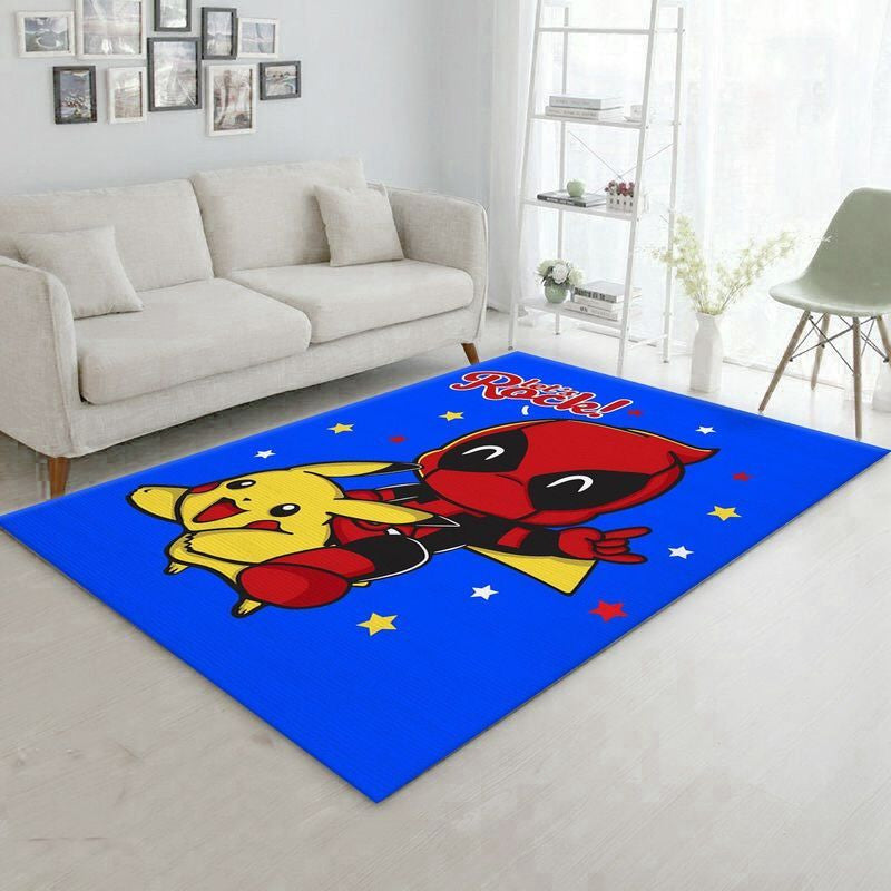 Pikachu And Dead Pool Lets Rock Teppich, Teppiche - Outdoor Teppich, Teppich Wohnzimmer, Küchenteppich, Kinderzimmer, Modern