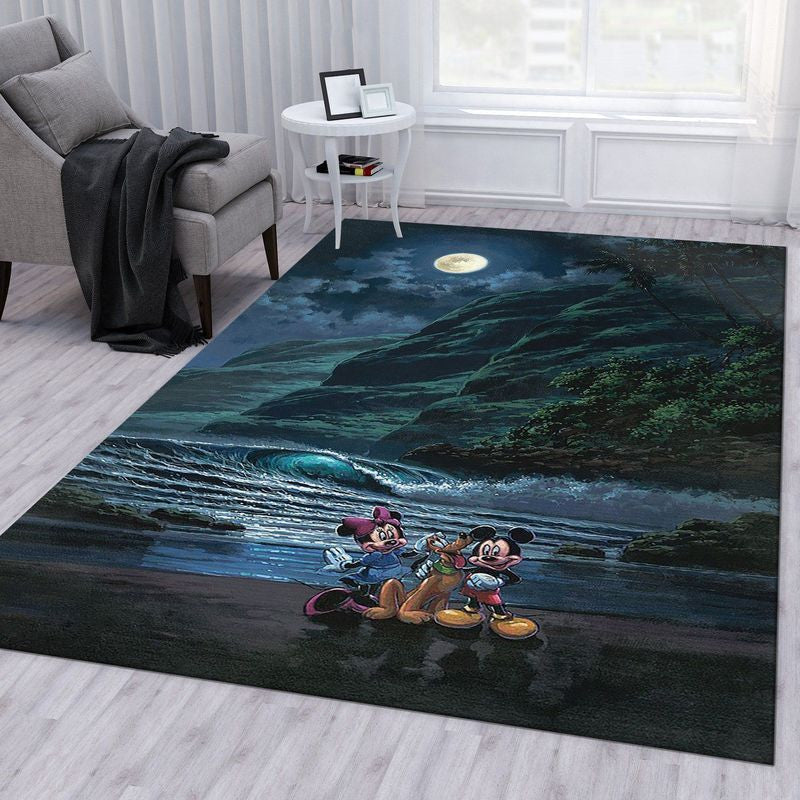 Moonlit Night Mickey Minnie Pluto Walt Disney Teppich, Teppiche - Outdoor Teppich, Teppich Wohnzimmer, Küchenteppich, Kinderzimmer, Modern