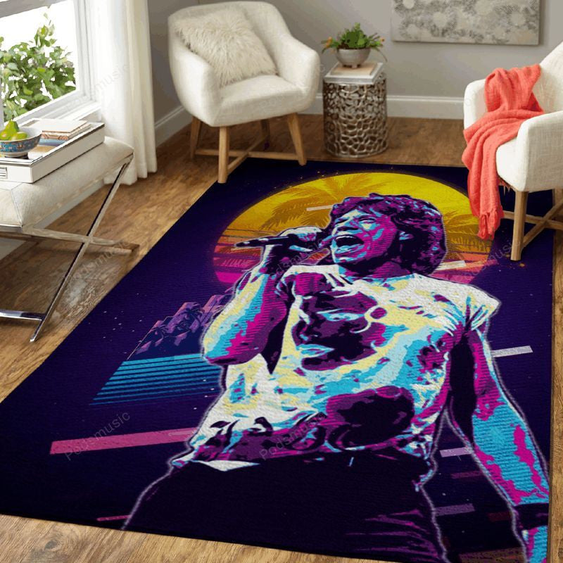 Michael Philip Jagger Artwork Music Synthwave 80S Art Teppich, Teppiche - Outdoor Teppich, Teppich Wohnzimmer, Küchenteppich, Kinderzimmer, Modern