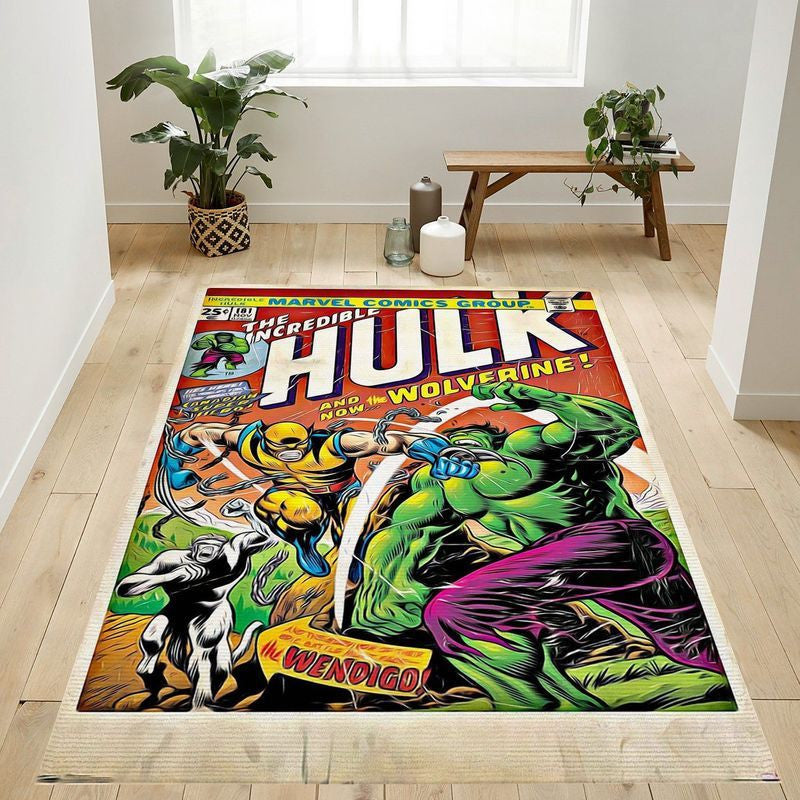 Hulk And Logan Wolverine Marvel Comics Wolverine Cover Teppich, Teppiche - Outdoor Teppich, Teppich Wohnzimmer, Küchenteppich, Kinderzimmer, Modern