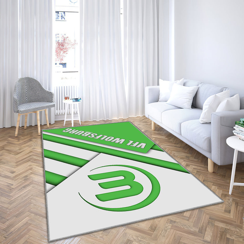 VfL Wolfsburg FC Material Design Teppich, Teppiche - Emblem Outdoor-Teppich, Wohnzimmerteppich, Küchenteppich, Kinderzimmer, Modern