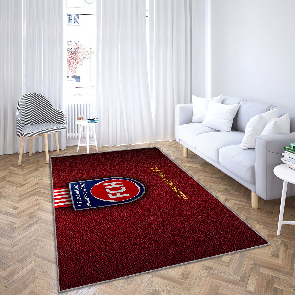 Heidenheim 1846 Fc Leather Texture Teppich, Teppiche - Deutscher Fußballverein Outdoor Teppich, Teppich Wohnzimmer, Küchenteppich, Kinderzimmer, Modern