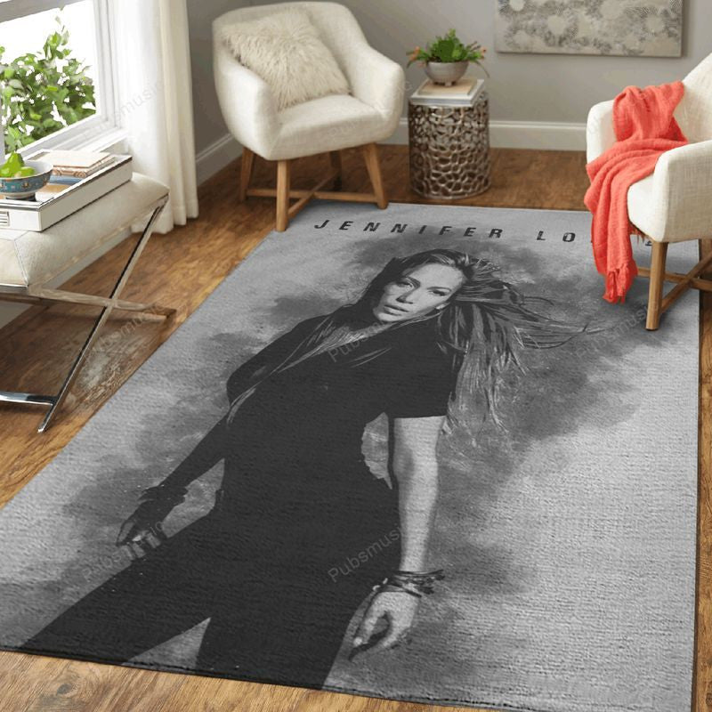 Jennifer Lopez Music Monochrome Art Teppich, Teppiche - Outdoor Teppich, Teppich Wohnzimmer, Küchenteppich, Kinderzimmer, Modern
