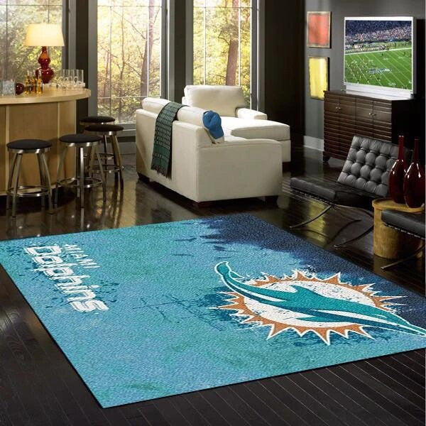 Miami Dolphins Fade  Teppich, Teppiche - Outdoor Teppich, Teppich Wohnzimmer, Küchenteppich, Kinderzimmer, Modern