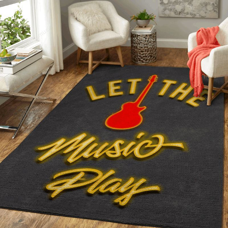 Neon Let The Music Play Neon Art Teppich, Teppiche - Outdoor Teppich, Teppich Wohnzimmer, Küchenteppich, Kinderzimmer, Modern