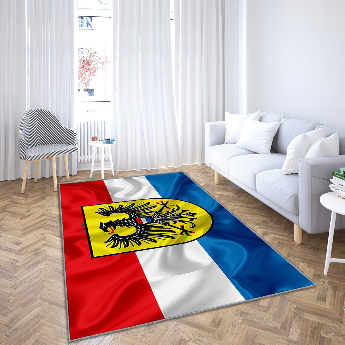 Flag Of Heilbronn Silk Texture Teppich, Teppiche - Rot-Weiß-Blaue Seidenflagge Outdoor Teppich, Teppich Wohnzimmer, Küchenteppich, Kinderzimmer, Modern