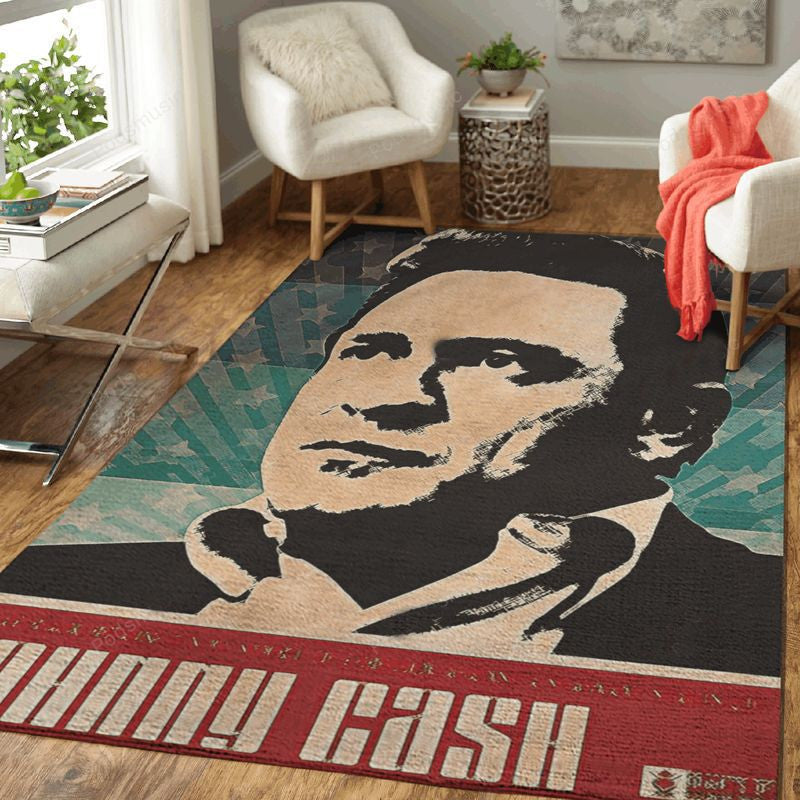 Johnny Cash Country Music Artwork Art Teppich, Teppiche - Outdoor Teppich, Teppich Wohnzimmer, Küchenteppich, Kinderzimmer, Modern