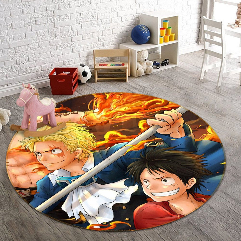 One Piece Anime 3 Round Teppich, Teppiche - Outdoor Teppich, Teppich Wohnzimmer, Küchenteppich, Kinderzimmer, Modern