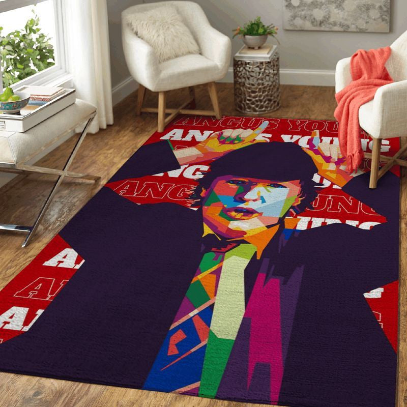 Angus Young The Band Ac Dc Pop Art Teppich, Teppiche - Outdoor Teppich, Teppich Wohnzimmer, Küchenteppich, Kinderzimmer, Modern
