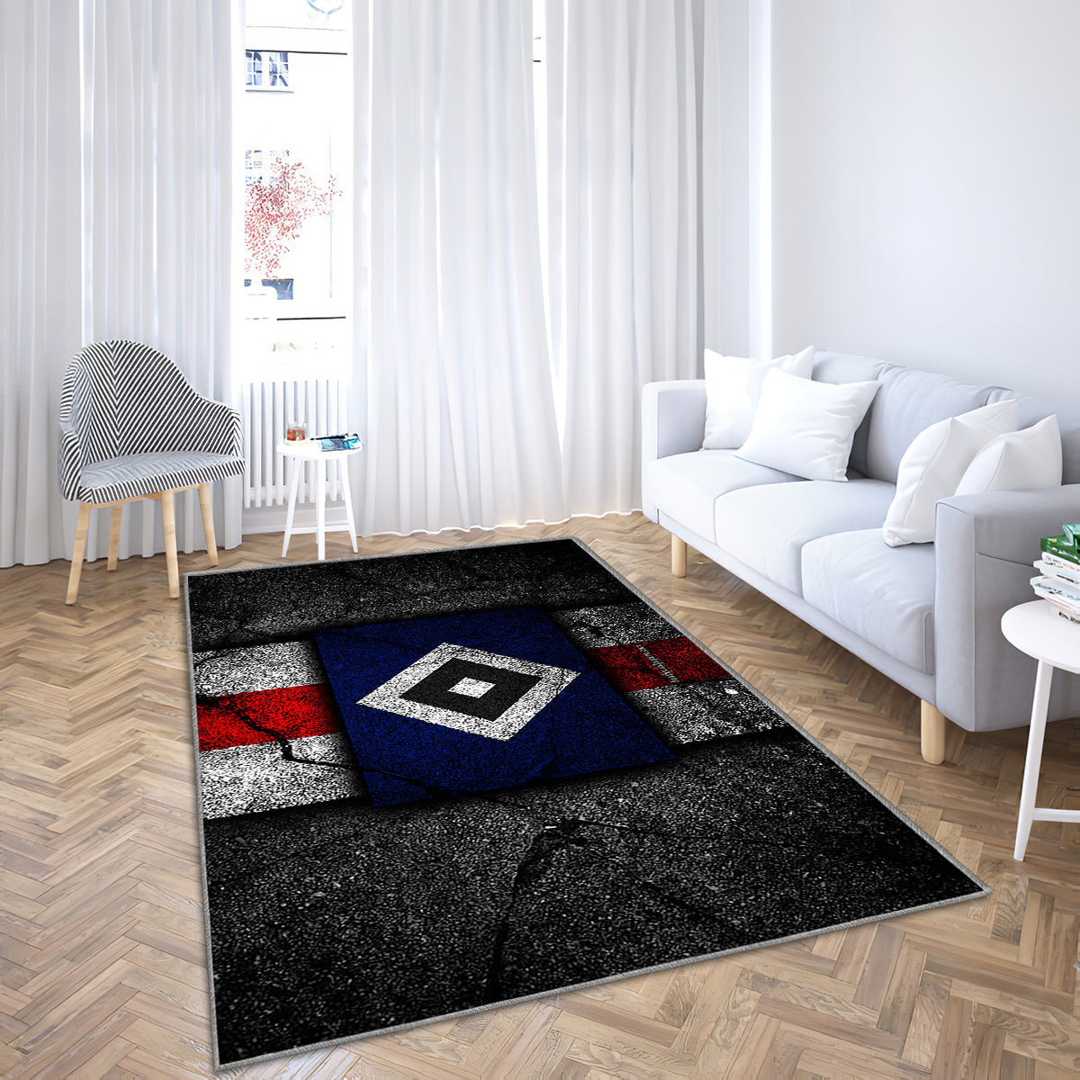 Hamburger FC Grunge-Teppich, Teppiche - Outdoor-Teppich für deutsche Fußballmannschaft, Wohnzimmerteppich, Küchenteppich, Kinderzimmer, modern
