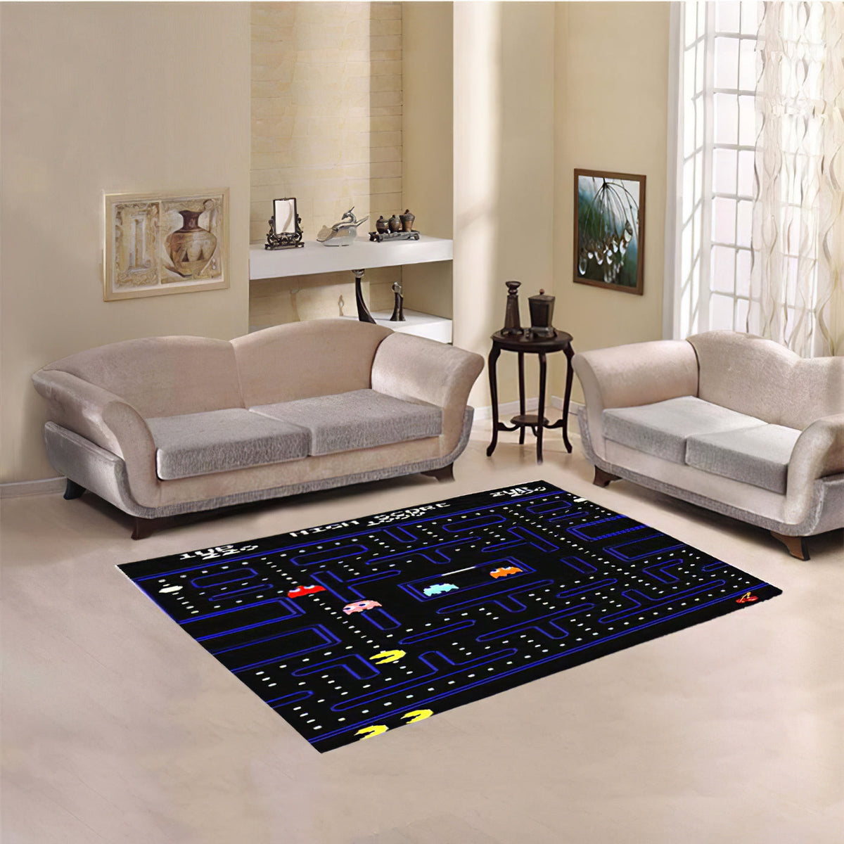 Pacman Spiel Teppich, Teppiche - Outdoor Teppich, Teppich Wohnzimmer, Küchenteppich, Kinderzimmer, Modern