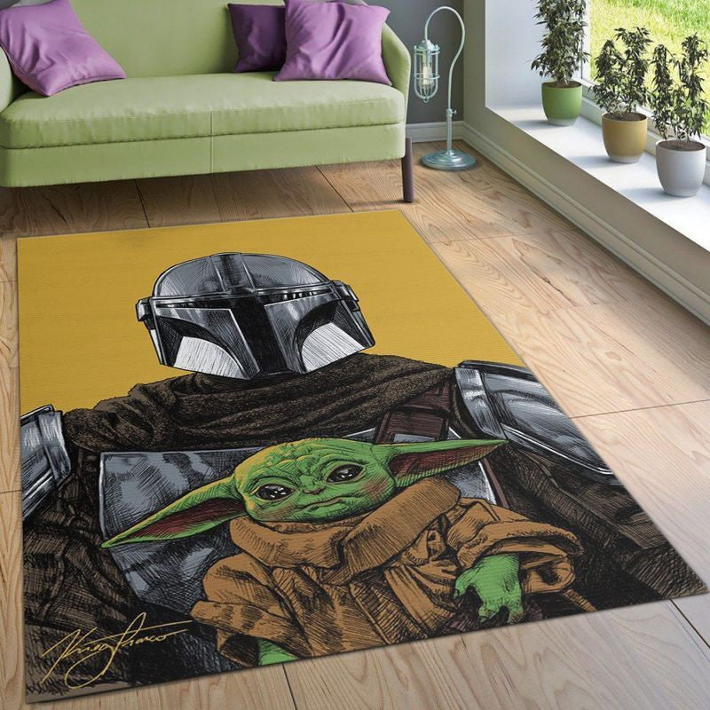Mandalorian Baby Yoda Star Wars 120 Teppich, Teppiche - Outdoor Teppich, Teppich Wohnzimmer, Küchenteppich, Kinderzimmer, Modern