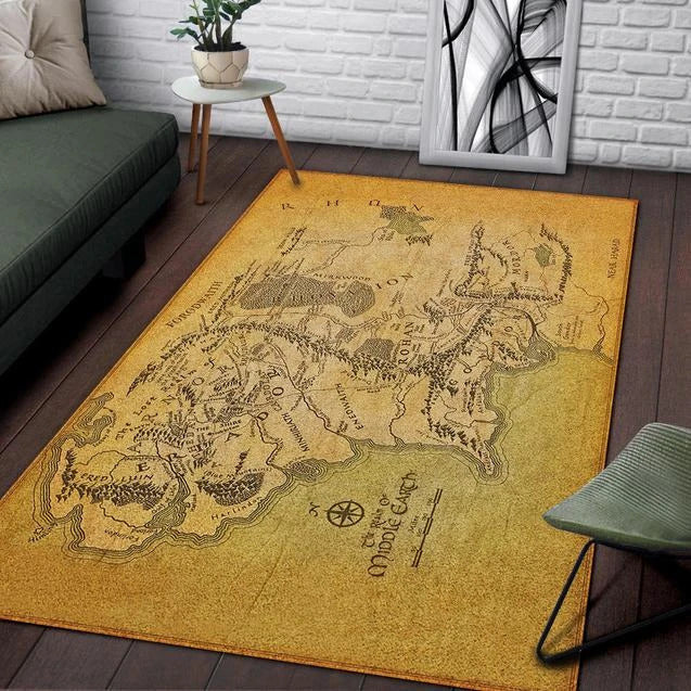 Lord Of The Rings Map Of Middle Earthe Teppich, Teppiche - Outdoor Teppich, Teppich Wohnzimmer, Küchenteppich, Kinderzimmer, Modern