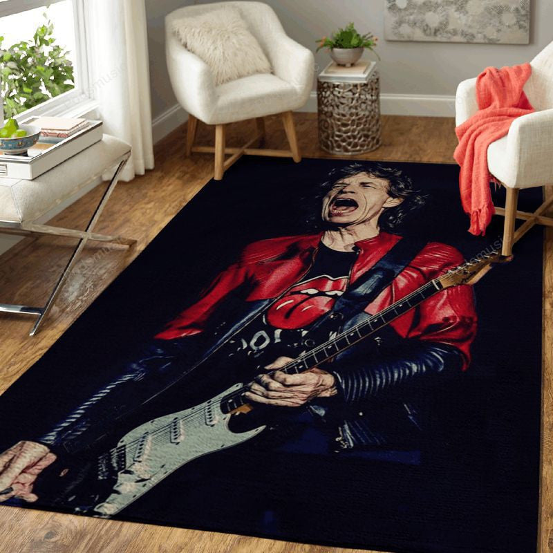 Mick Jagger Guitars Music Artist Art Teppich, Teppiche - Outdoor Teppich, Teppich Wohnzimmer, Küchenteppich, Kinderzimmer, Modern