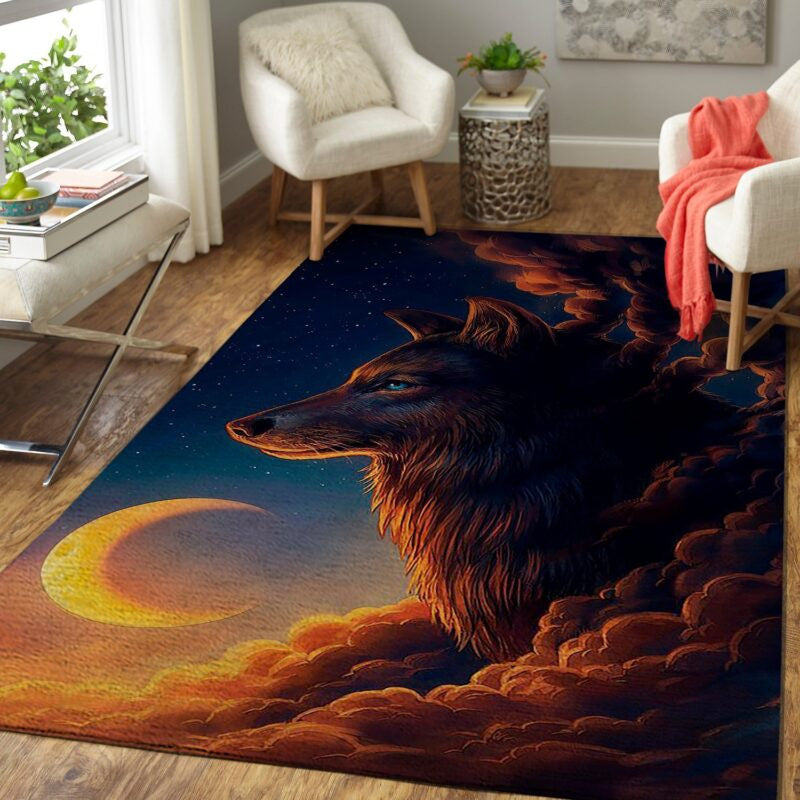 Lion A Night Guardian Teppich, Teppiche - Outdoor Teppich, Teppich Wohnzimmer, Küchenteppich, Kinderzimmer, Modern