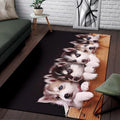 Husky Puppies Teppich, Teppiche - Outdoor Teppich, Teppich Wohnzimmer, Küchenteppich, Kinderzimmer, Modern