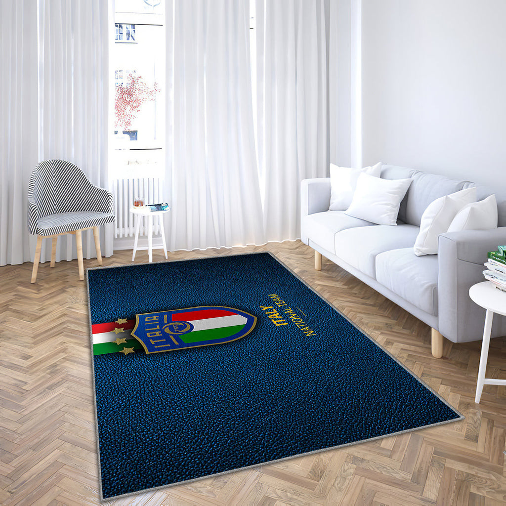 Italy National Football Team Blue Leather Texture Teppich, Teppiche - Neues Logo Outdoor Teppich, Teppich Wohnzimmer, Küchenteppich, Kinderzimmer, Modern