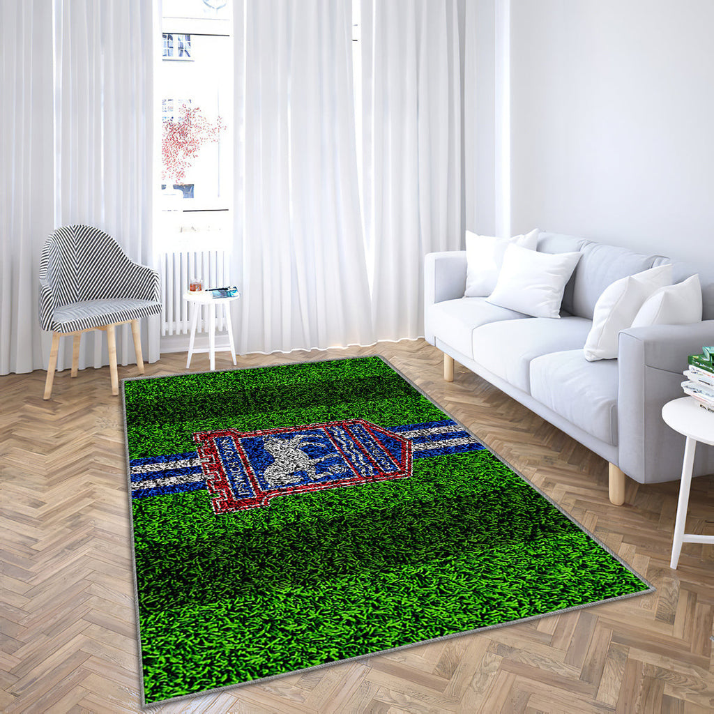 Ipswich Town FC Fußball-Rasen-Teppich, Teppiche – Blau-rote Linien Outdoor-Teppich, Wohnzimmerteppich, Küchenteppich, Kinderzimmer, Modern