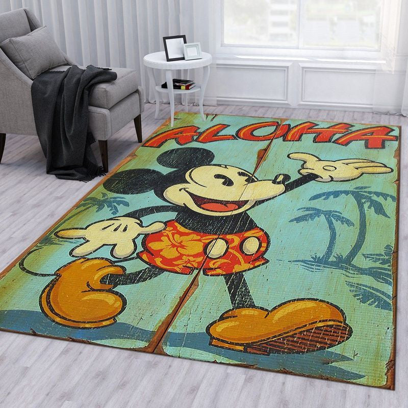 Mickey Vintage Hawaii Summer 1 Teppich, Teppiche - Outdoor Teppich, Teppich Wohnzimmer, Küchenteppich, Kinderzimmer, Modern