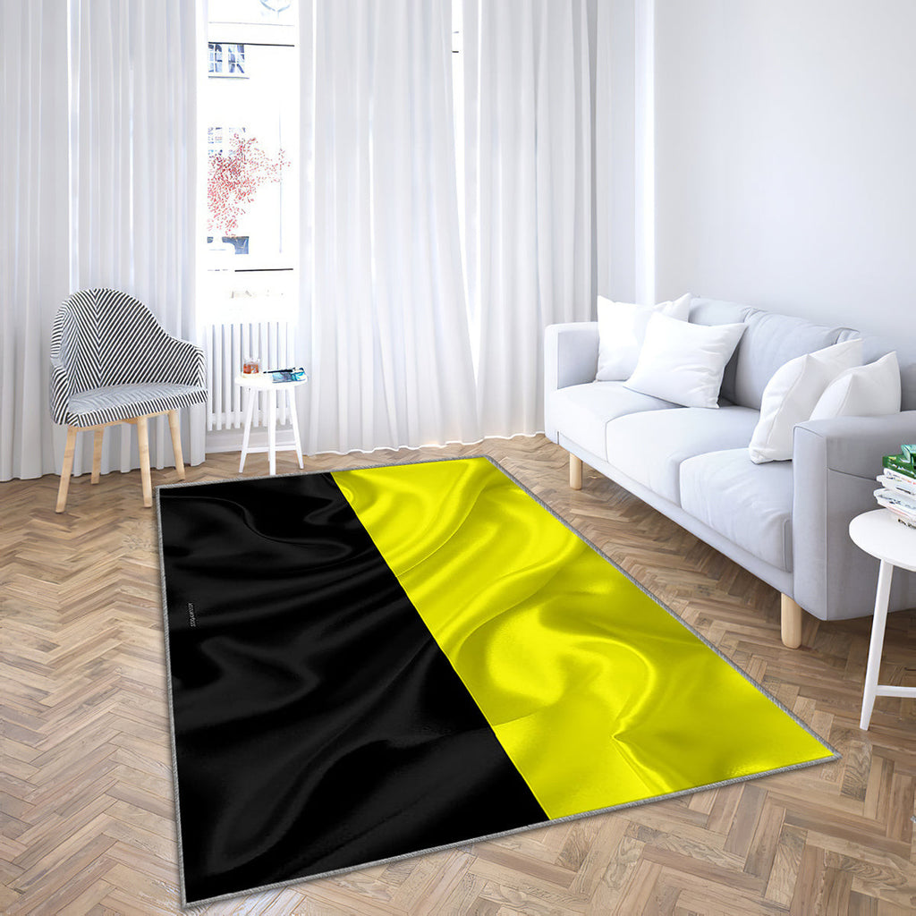 Flag Of Aachen Silk Texture Teppich, Teppiche - Gelbe Schwarze Seidenflagge Outdoor Teppich, Teppich Wohnzimmer, Küchenteppich, Kinderzimmer, Modern