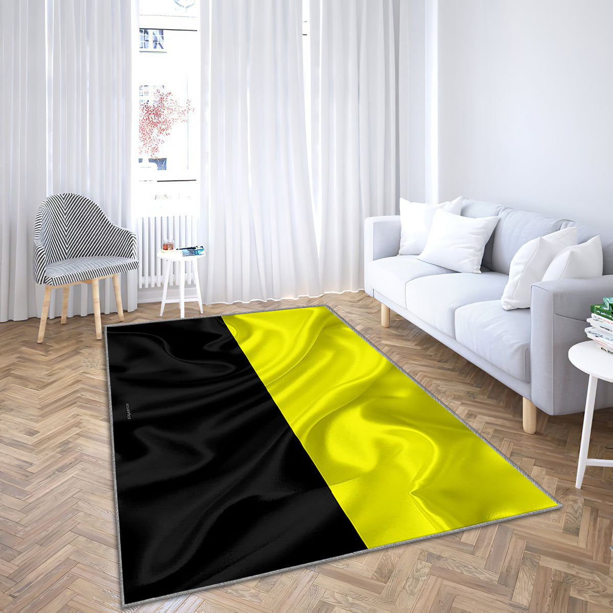 Flag Of Aachen Silk Texture Teppich, Teppiche - Gelbe Schwarze Seidenflagge Outdoor Teppich, Teppich Wohnzimmer, Küchenteppich, Kinderzimmer, Modern