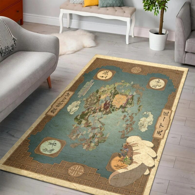 Die Letzte Airbender Karte Animee Teppich, Teppiche - Outdoor Teppich, Teppich Wohnzimmer, Küchenteppich, Kinderzimmer, Modern