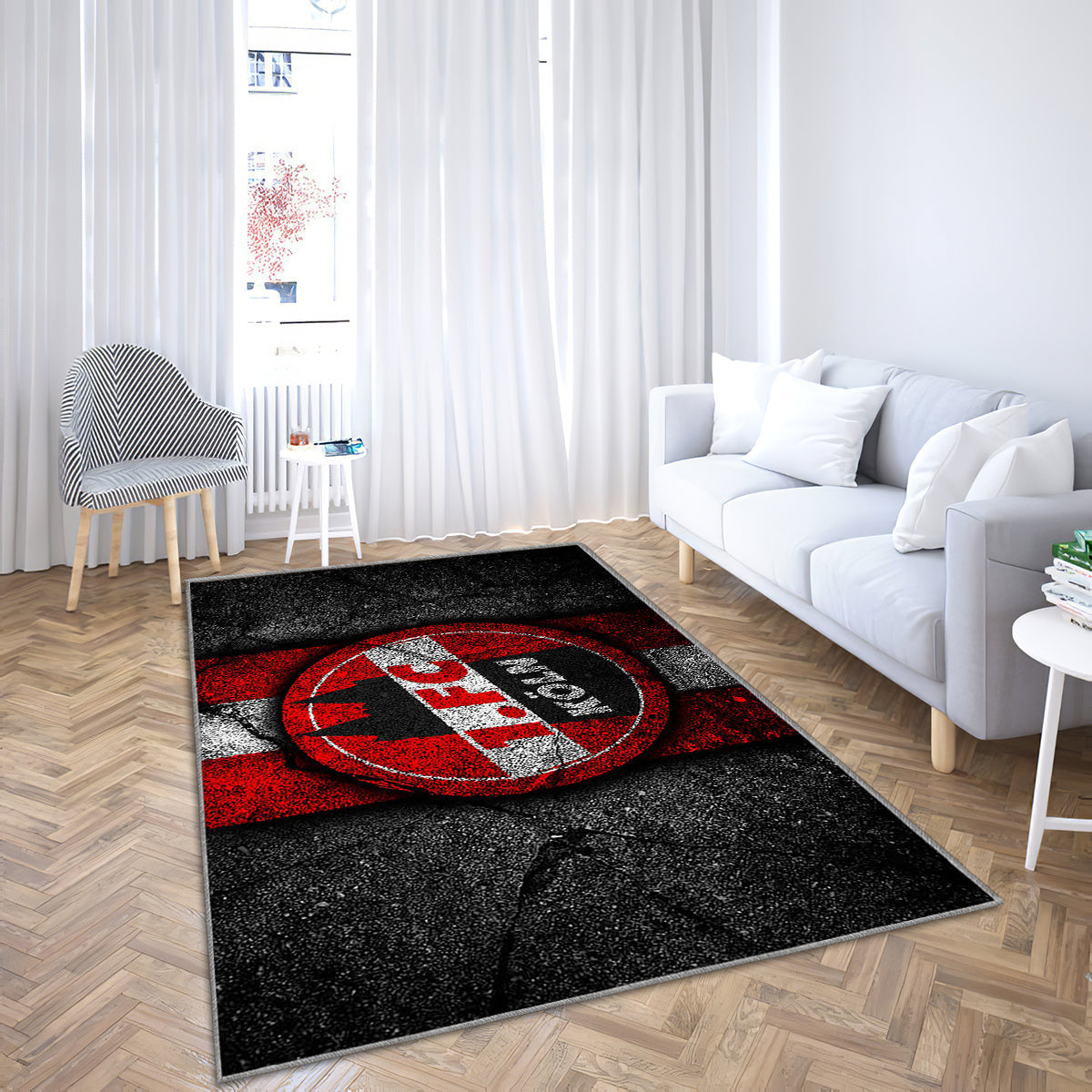 Koln Fc Grunge Teppich, Teppiche - Schwarzer Stein Outdoor Teppich, Teppich Wohnzimmer, Küchenteppich, Kinderzimmer, Modern