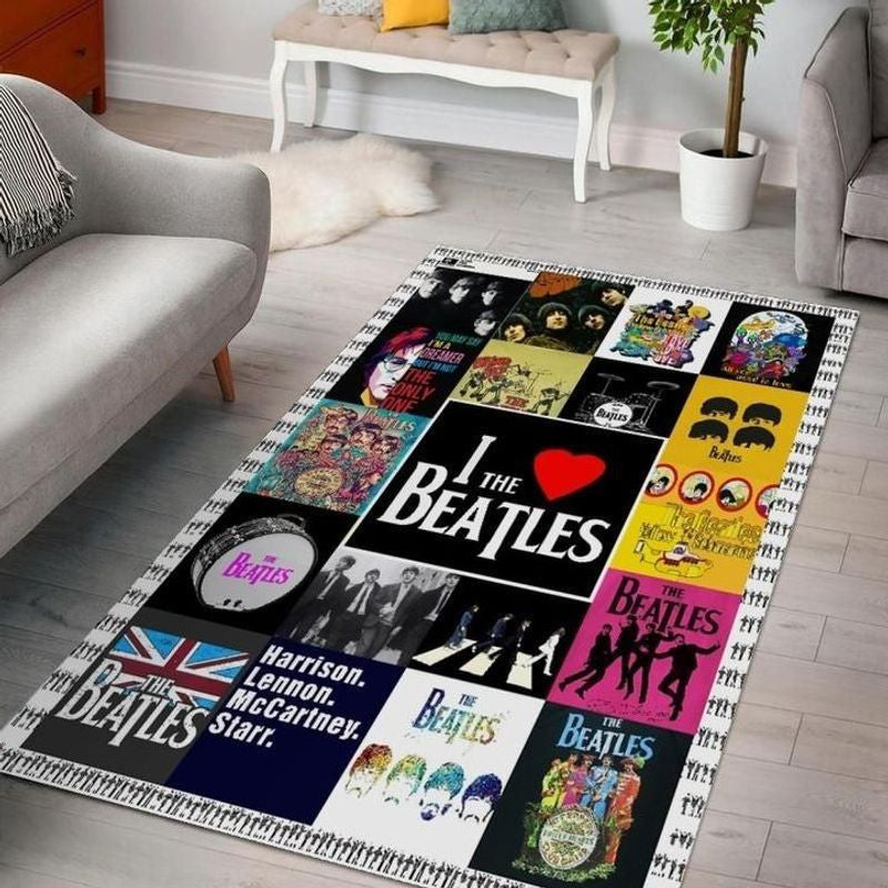 I Love The Beatles Teppich, Teppiche - Outdoor Teppich, Teppich Wohnzimmer, Küchenteppich, Kinderzimmer, Modern