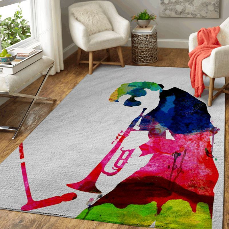 Miles Davis Watercolor Music Legends Art Teppich, Teppiche - Outdoor Teppich, Teppich Wohnzimmer, Küchenteppich, Kinderzimmer, Modern