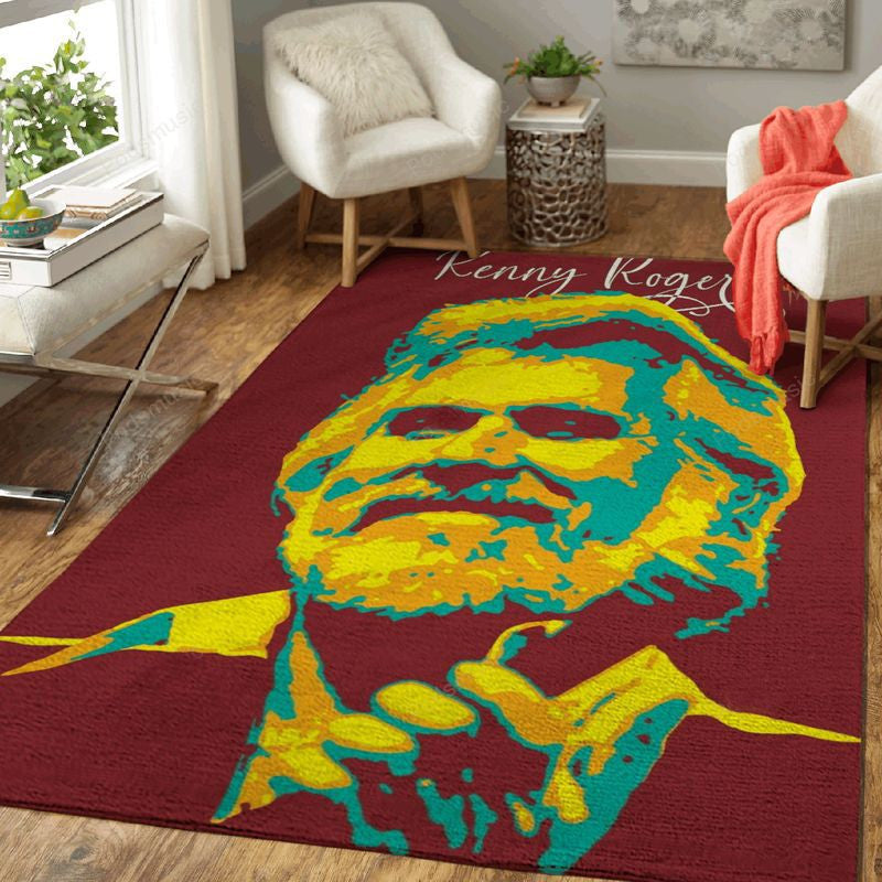 Kenny Rogers V2 Pop Art Music Pop Art Teppich, Teppiche - Outdoor Teppich, Teppich Wohnzimmer, Küchenteppich, Kinderzimmer, Modern