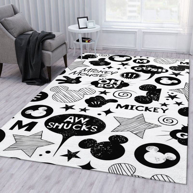 Minnie Mouse Black And White1002 Teppich, Teppiche - Outdoor Teppich, Teppich Wohnzimmer, Küchenteppich, Kinderzimmer, Modern