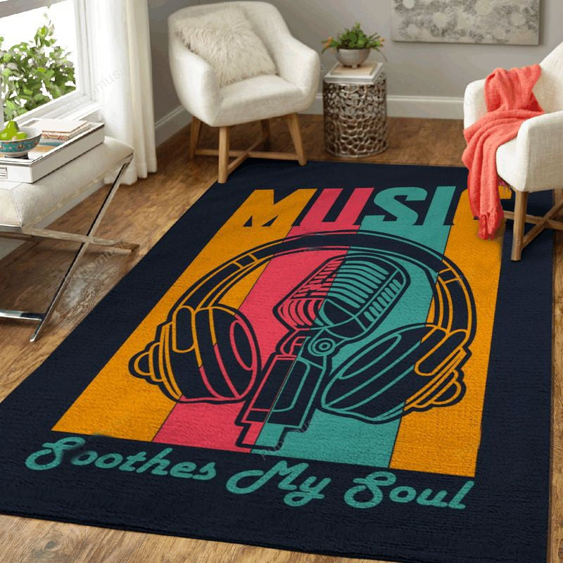 Music Soothes My Soul Text Art Teppich, Teppiche - Outdoor Teppich, Teppich Wohnzimmer, Küchenteppich, Kinderzimmer, Modern